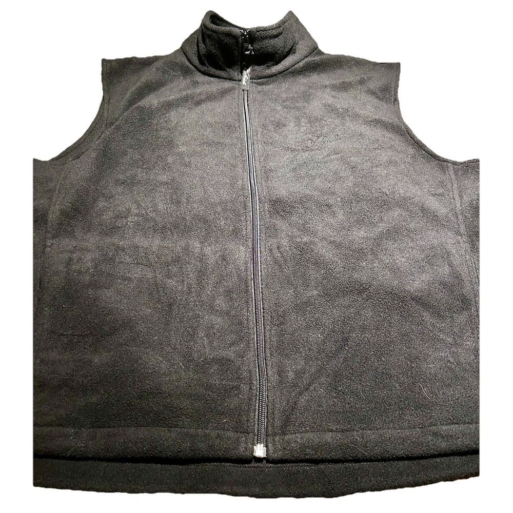 Woolrich Vest Men's Large Sleeveless Full Zip Solid Casual Fleece Hiking‎ Black